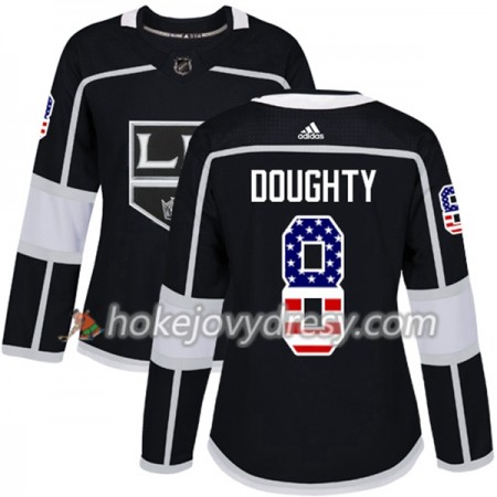 Dámské Hokejový Dres Los Angeles Kings Drew Doughty 8 2017-2018 USA Flag Fashion Černá Adidas Authentic